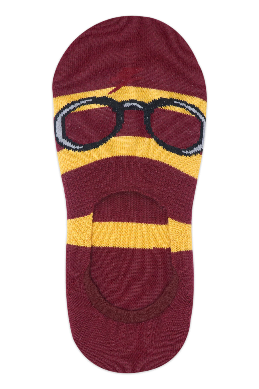 Balenzia x harry potter potter 07, lightning bolt & glasses, platform 9 3/4 no show socks for women(pack of 3 pairs/1u)- yellow & maroon