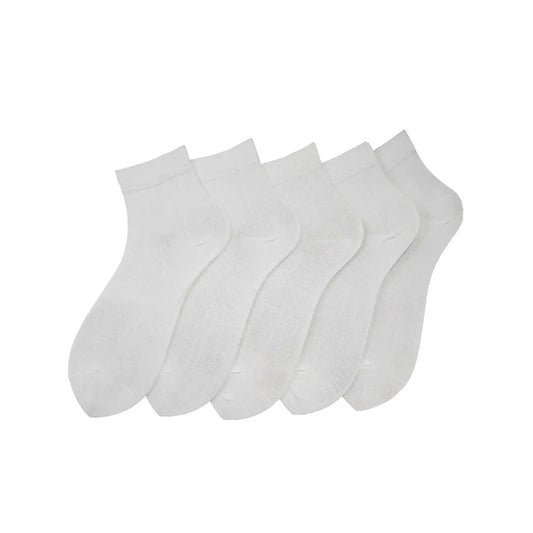 Young Wings Men's White Colour Cotton Fabric Solid Ankle Length Socks - Pack of 5, Style no. M1-224