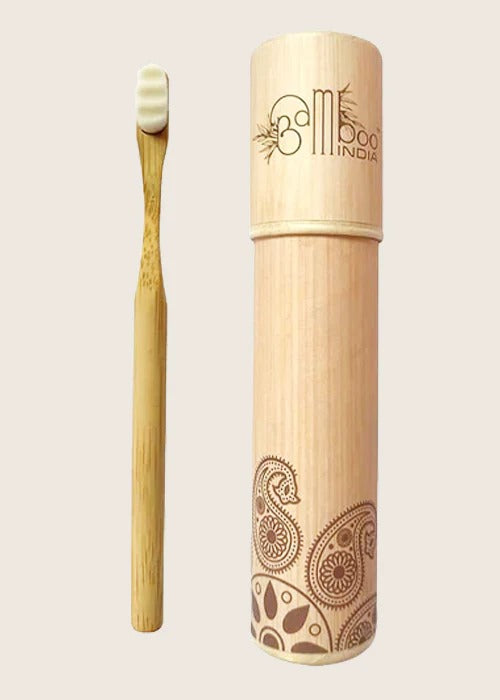 Bamboo toothbrush – super soft nano white bristles – round handle