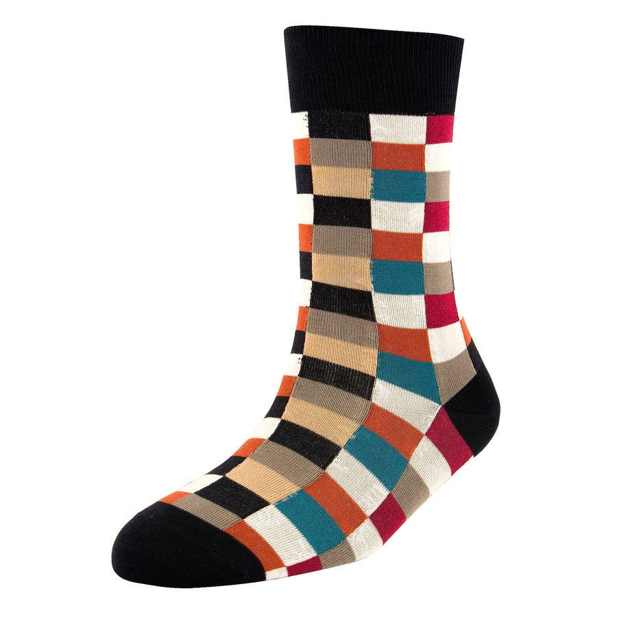 Men's High Fashion Coloured Square Blocks Standard Length Socks