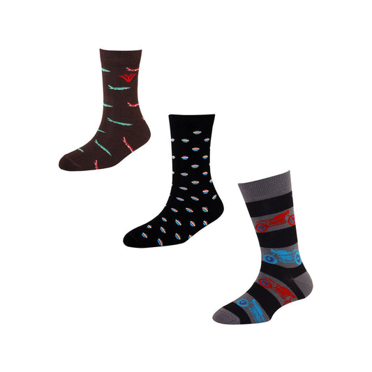 Men's FL01 Pack of 3 Cotton Fashion Crew Socks