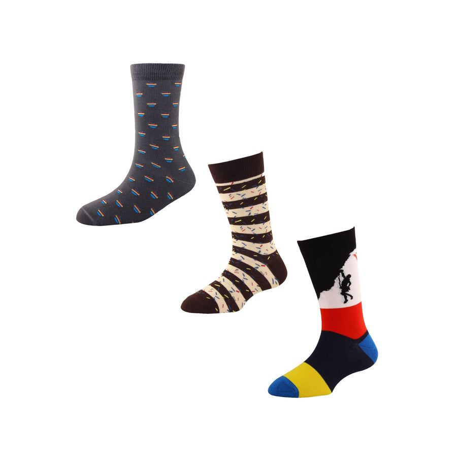 Men's FL010 Pack of 3 Cotton Fashion Crew Socks