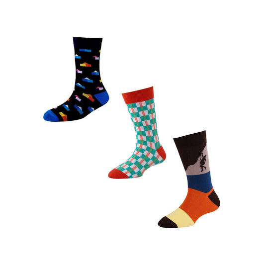 Men's FL014 Pack of 3 Cotton Fashion Crew Socks