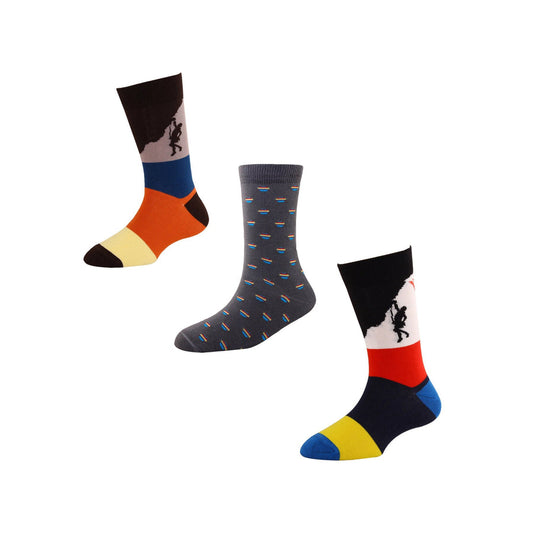 Men's FL08 Pack of 3 Cotton Fashion Crew Socks