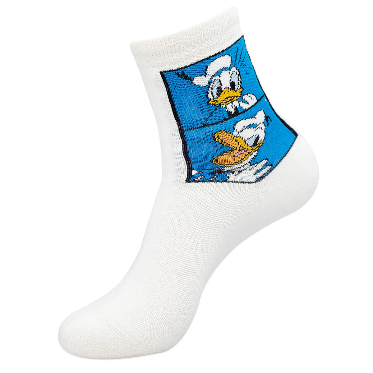 Balenzia x disney mickey & donald high ankle socks for women (pack of 2 pairs/1u)(free size) black,white