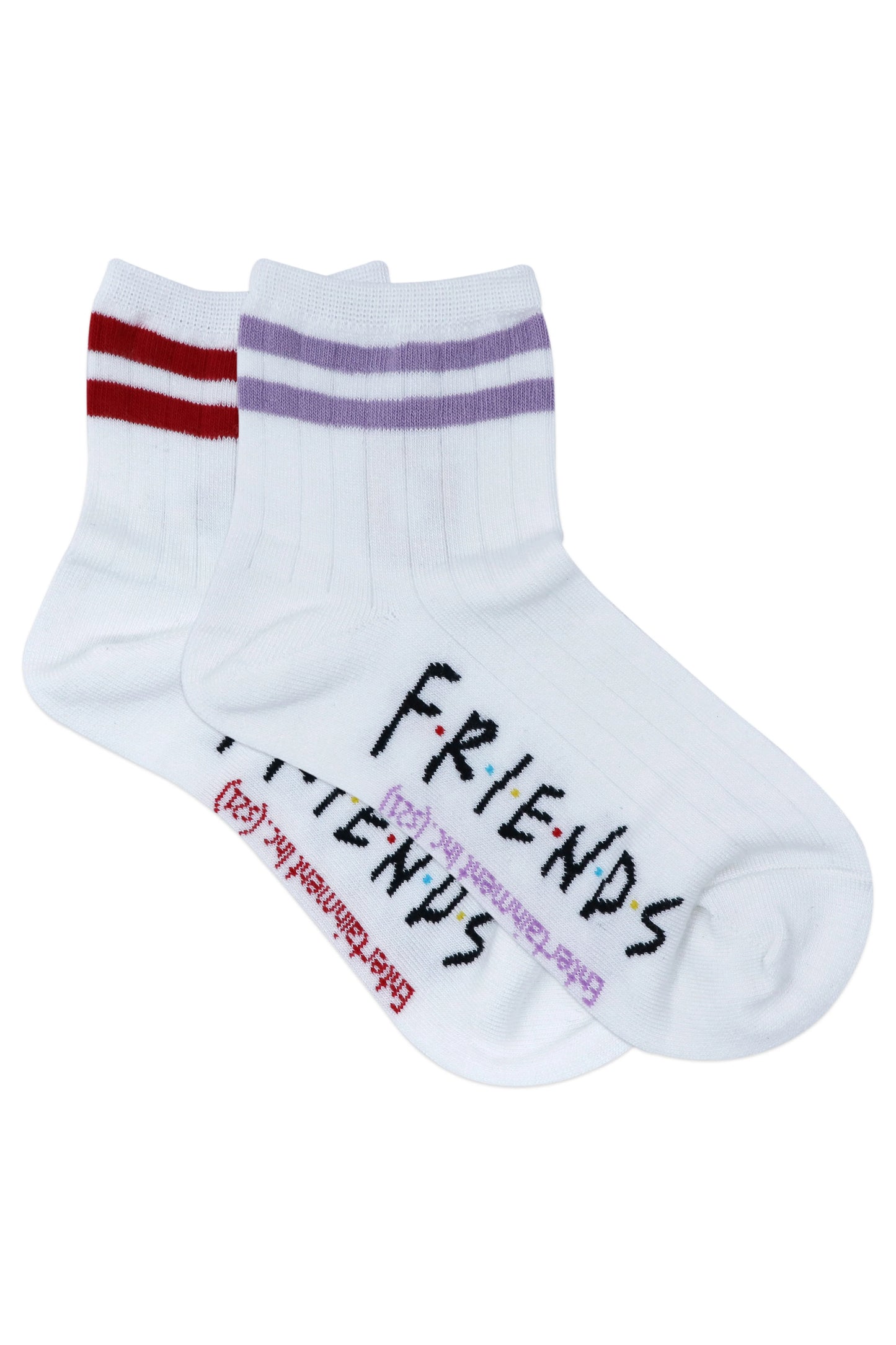 Balenzia x friends central perk & picture frame high ankle socks for women (pack of 2 pairs/1u) - white