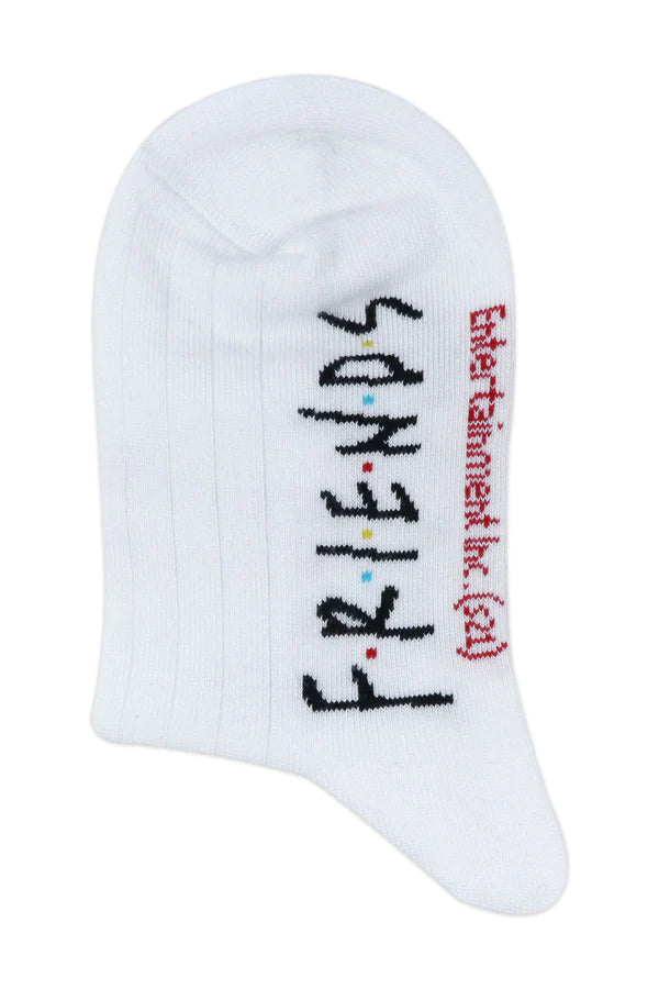 Balenzia x friends central perk & picture frame high ankle socks for women (pack of 2 pairs/1u) - white