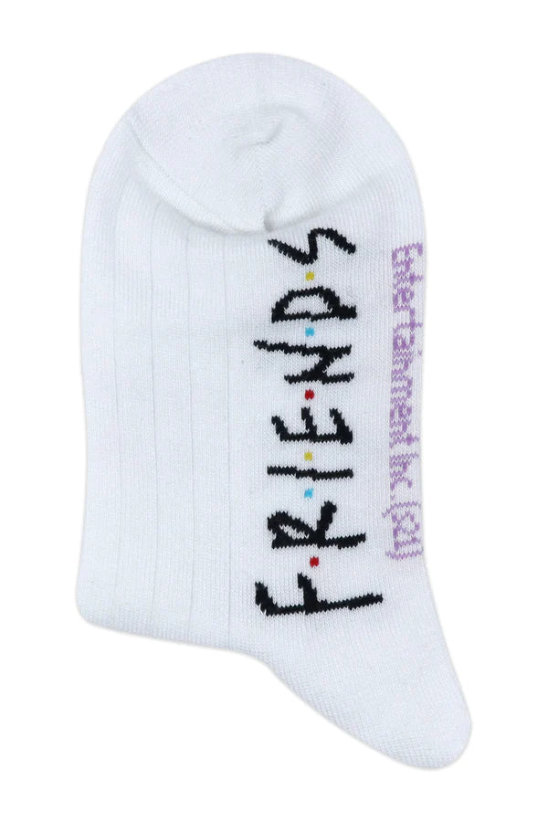 Balenzia x friends central perk & picture frame high ankle socks for women (pack of 2 pairs/1u) - white