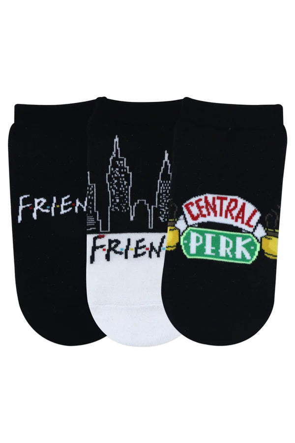 Balenzia x friends friends logo & central perk lowcut socks for women (pack of 3 pairs/1u) - black