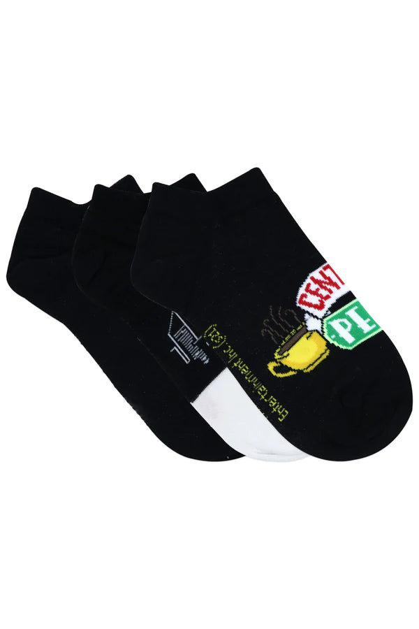 Balenzia x friends friends logo & central perk lowcut socks for women (pack of 3 pairs/1u) - black