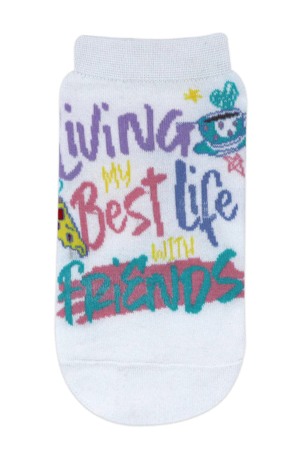 Balenzia x friends "you are my lobster" & "living my best life with friends" lowcut socks for women (pack of 2 pairs/1u) - white