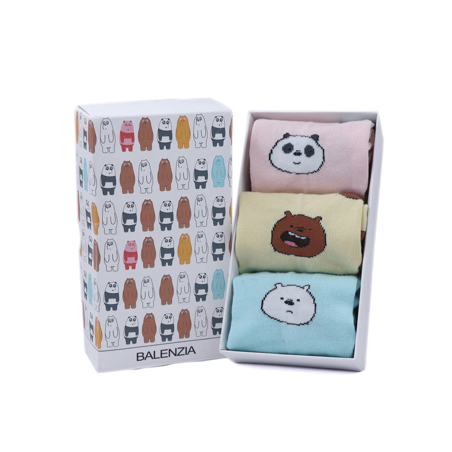 We bare bear gift pack for women-high ankle socks(pack of 3 pairs/1u)