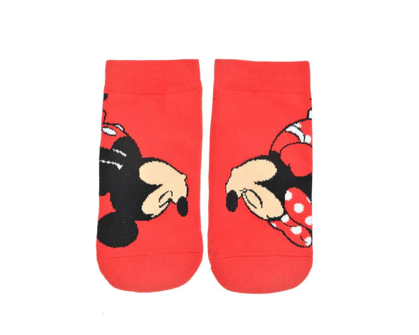 Balenzia x disney character lowcut socks - mickey & minnie for women (pack of 2 pairs/1u)(free size) red, white