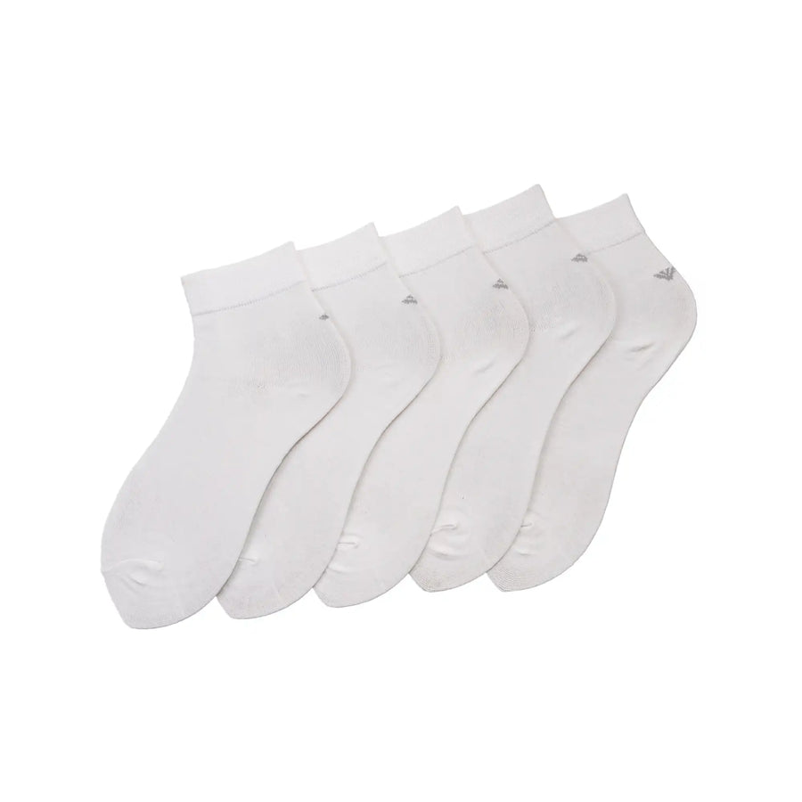 Young Wings Women's White Colour Cotton Fabric Solid Ankle Length Socks - Pack of 5, Style no. 5101-W1