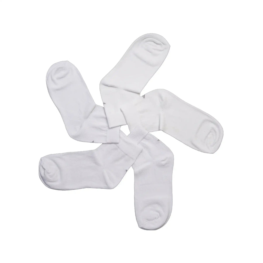 Young Wings Women's White Colour Cotton Fabric Solid Ankle Length Socks - Pack of 5, Style no. 5101-W1