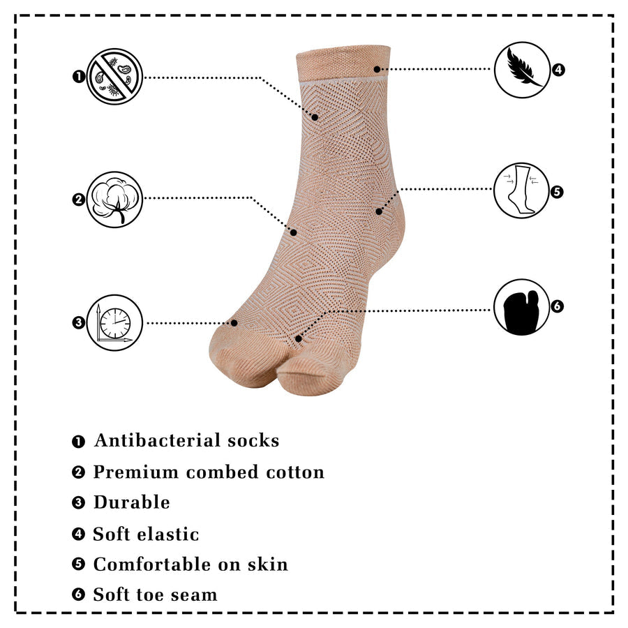 Young Wings Antibacterial Womens Cotton Thumb Ankle Socks WS1002 - Pack of 3