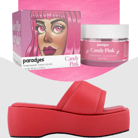 Paradyes Candy Pink Temporary Hair Color + Chunky Broad Strap Red platforms