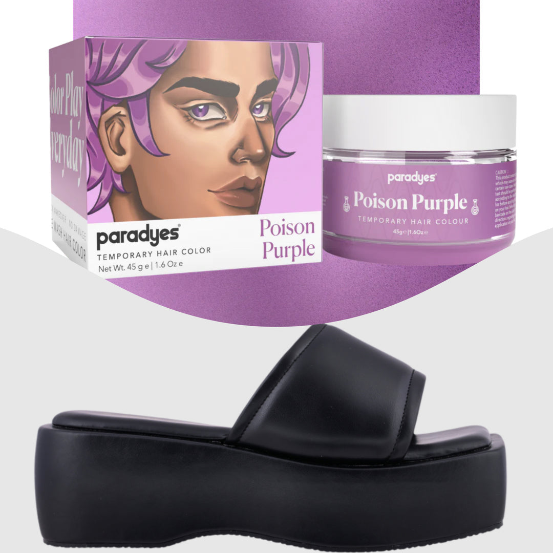 Paradyes Poison Purple Temporary Hair Color + Chunky Broad Strap Black platforms