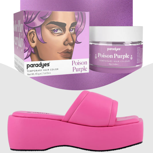 Paradyes Poison Purple Temporary Hair Color + Chunky Broad Strap Pink platforms