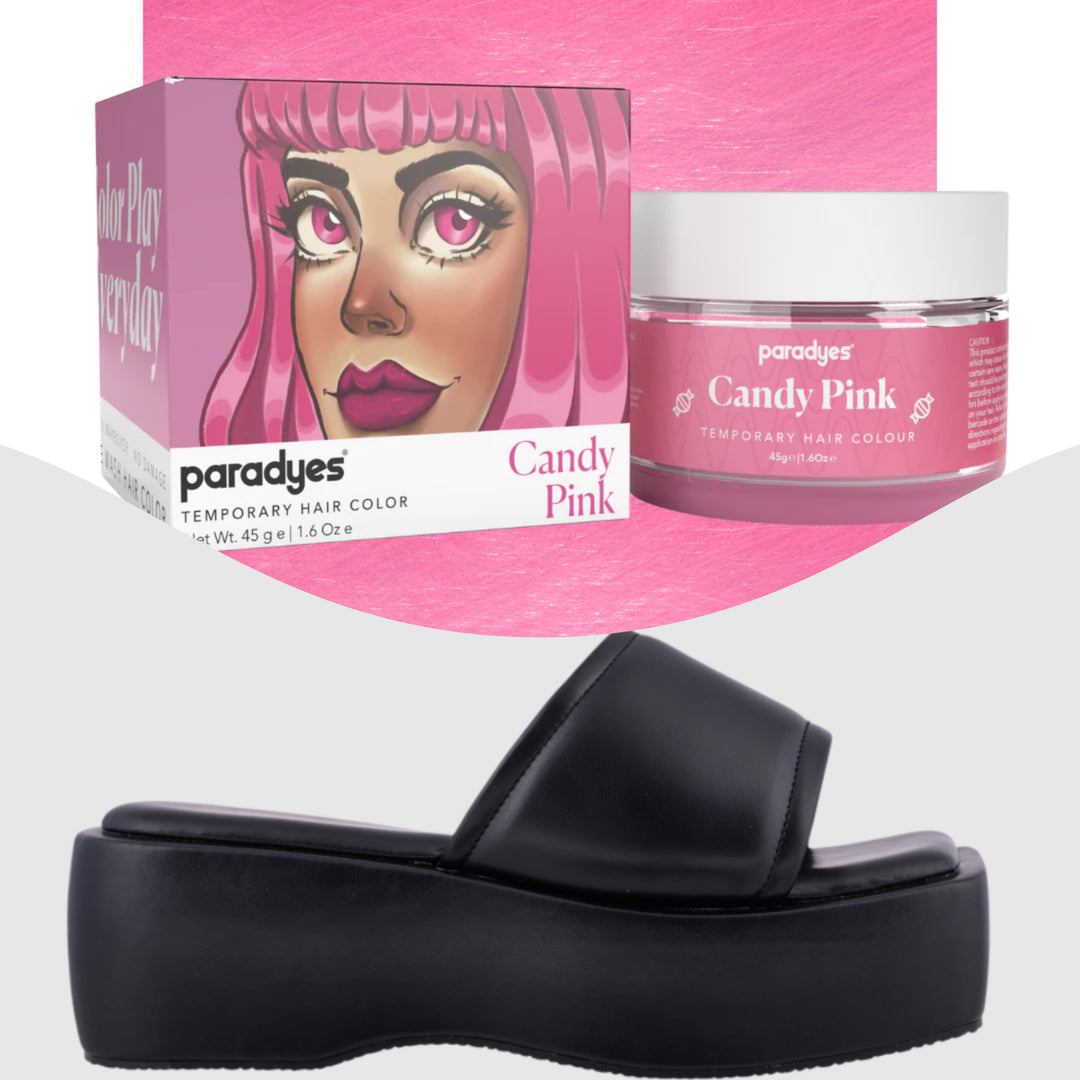 Paradyes Candy Pink Temporary Hair Color + Chunky Broad Strap Black platforms