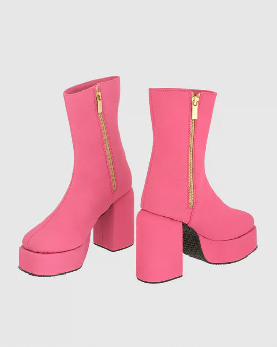 Y2k Chunky Pink MATTE Boots