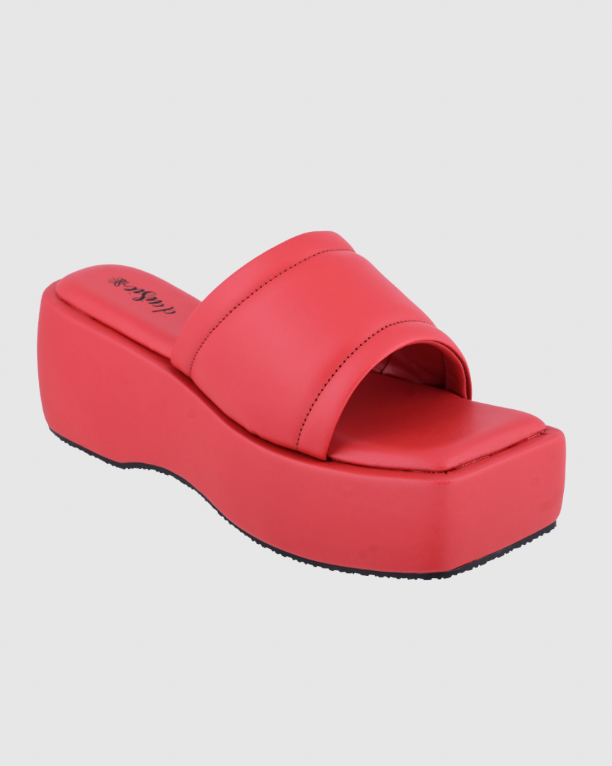 Y2k Block Chunky Broad Strap Red platforms