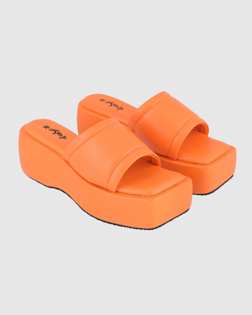 Y2k Block Chunky Broad Strap Orange platforms