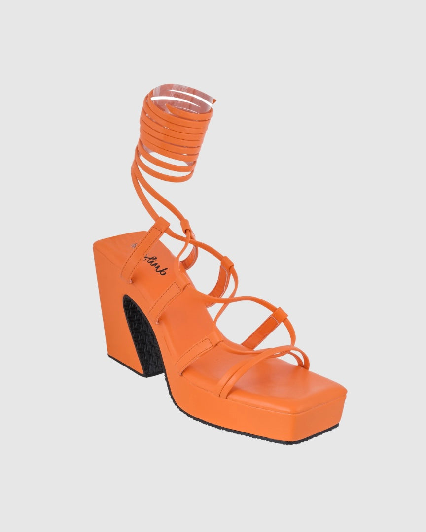 Y2K TieUps Platform Heels Orange