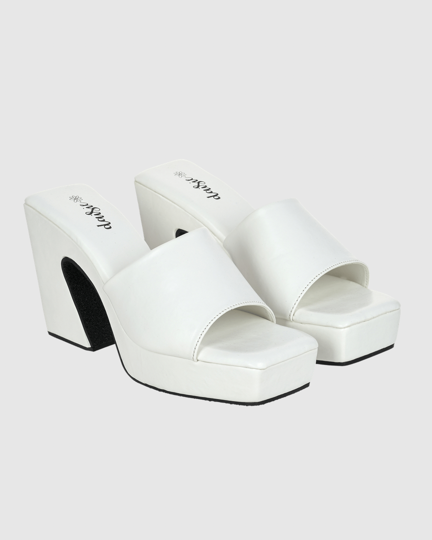 Y2K Trendy Comfort Platform Heels White