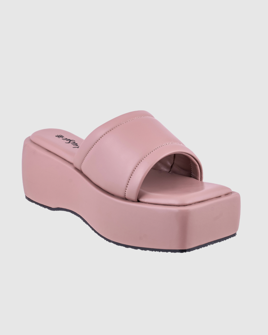 Y2k Block Chunky Broad Strap Champagne platforms