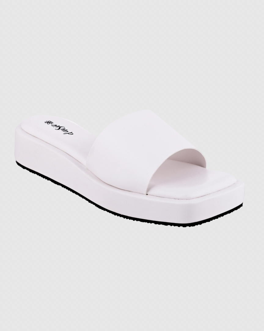 Y2K White platform Flats