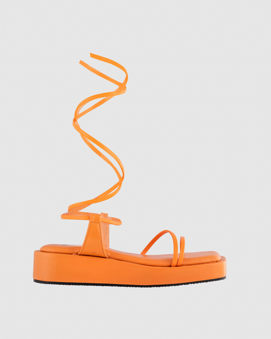 Y2K Tieup Orange Platform Flats