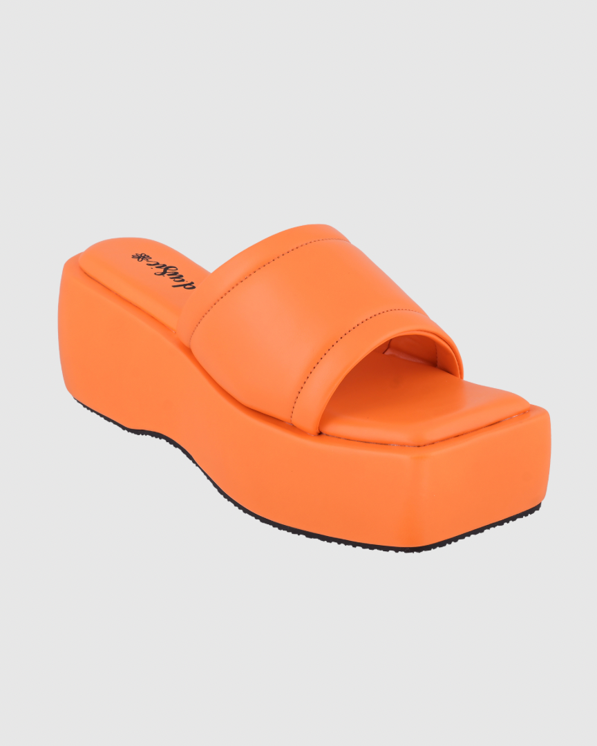 Y2k Block Chunky Broad Strap Orange platforms