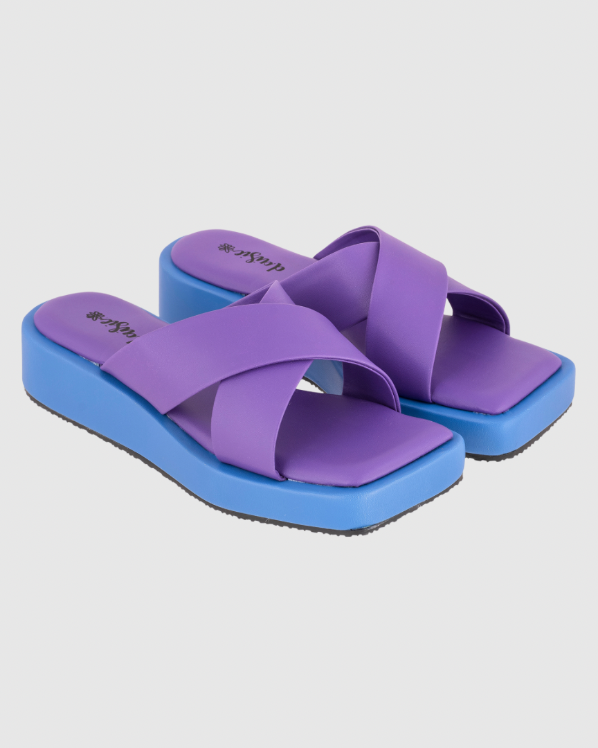 Y2K Purple&Blue Double Trouble Platform Flats