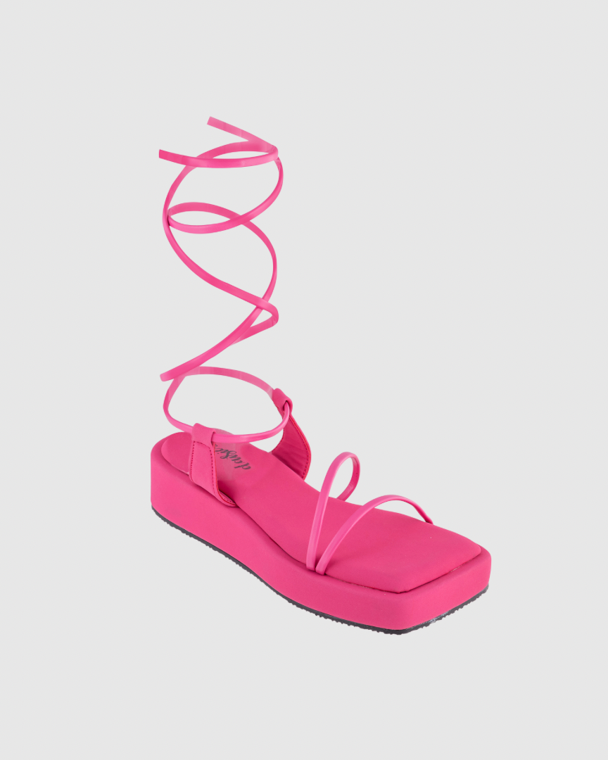 Y2K Tieup Pink Platform Flats