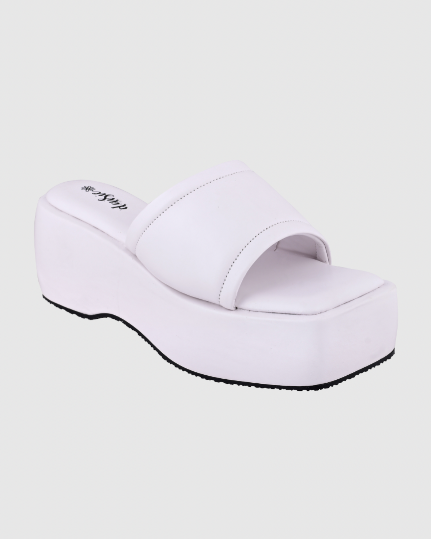 Y2k Block Chunky Broad Strap White platforms