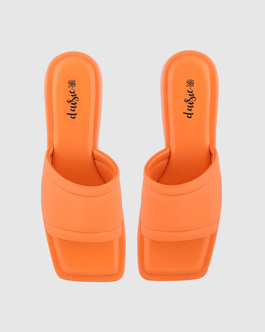 Y2k Block Chunky Broad Strap Orange platforms