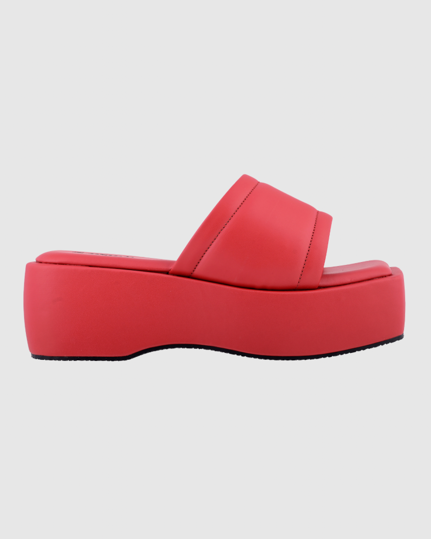 Y2k Block Chunky Broad Strap Red platforms