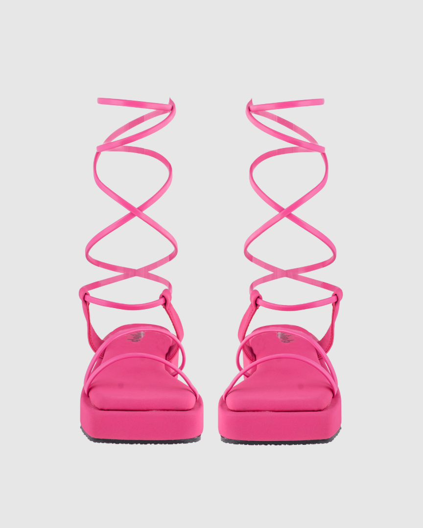 Y2K Tieup Pink Platform Flats