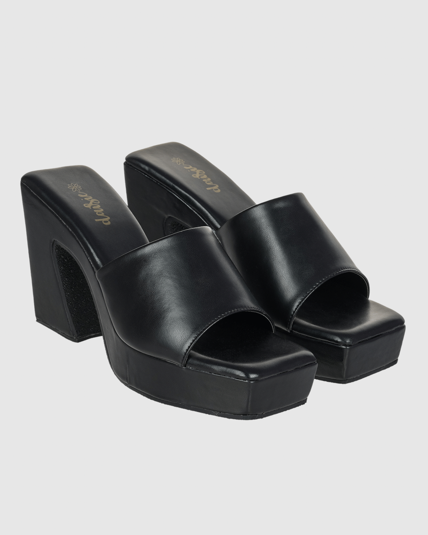 Y2K Trendy Comfort Platform Heels Black