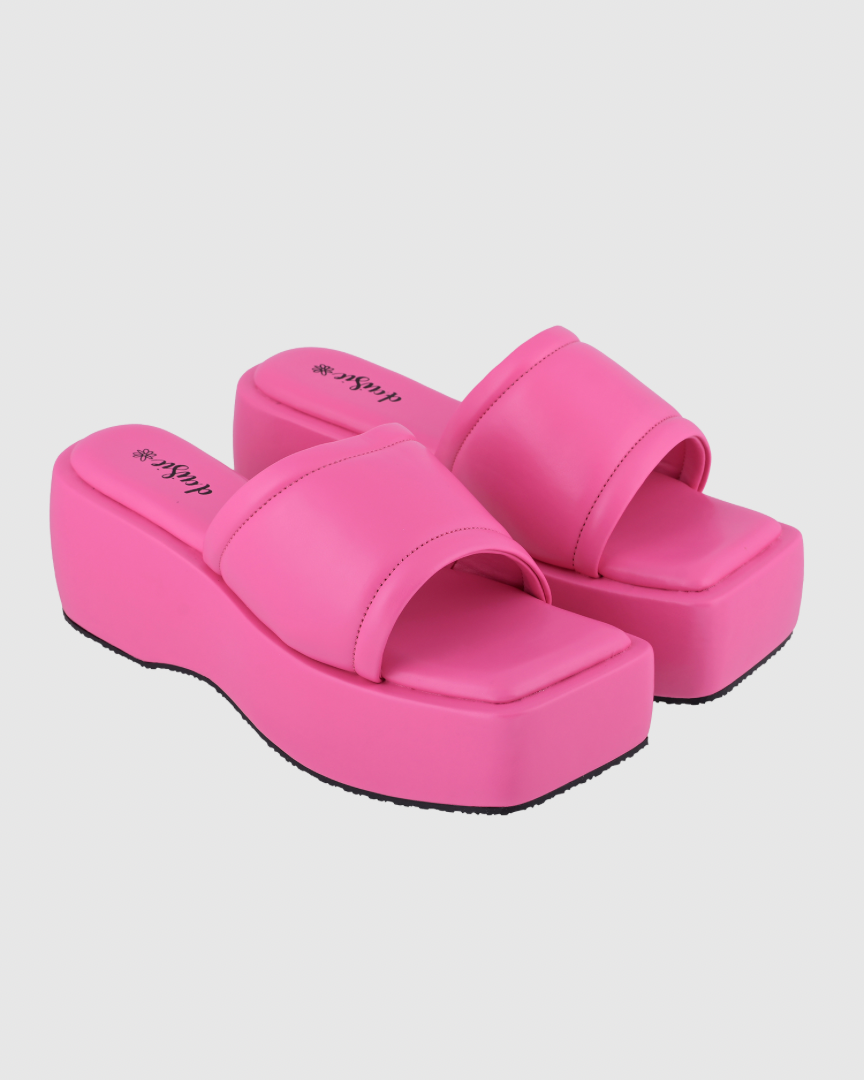 Y2k Block Chunky Broad Strap Pink platforms