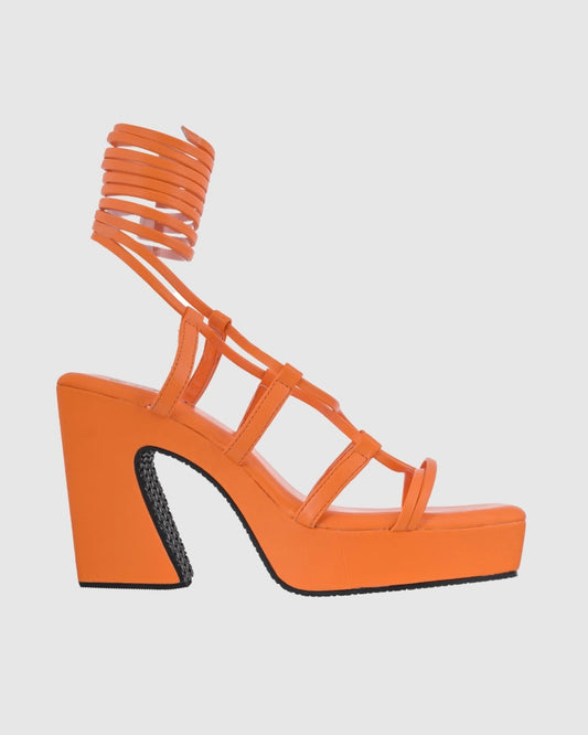 Y2K TieUps Platform Heels Orange