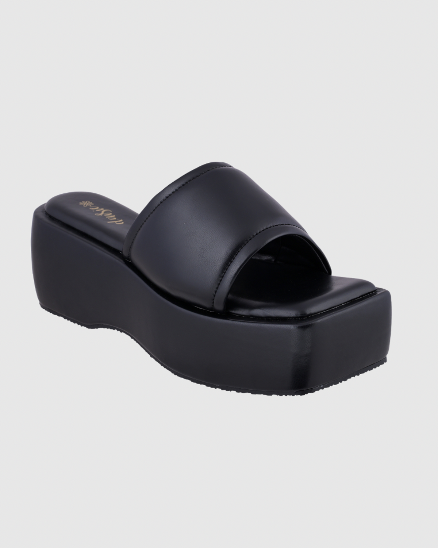 Y2k Block Chunky Broad Strap Black platforms