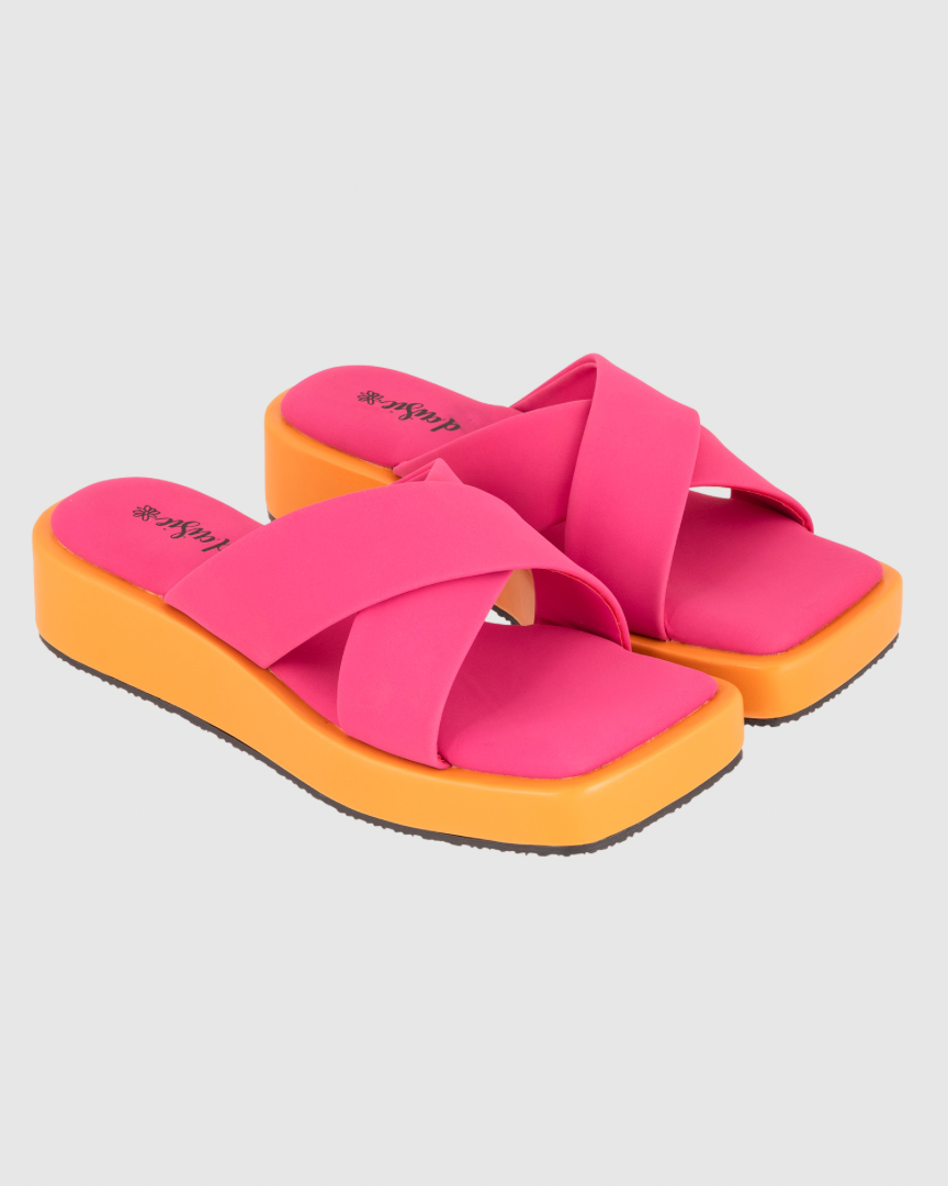 Y2K Pink&Orange Double Trouble Platform Flats