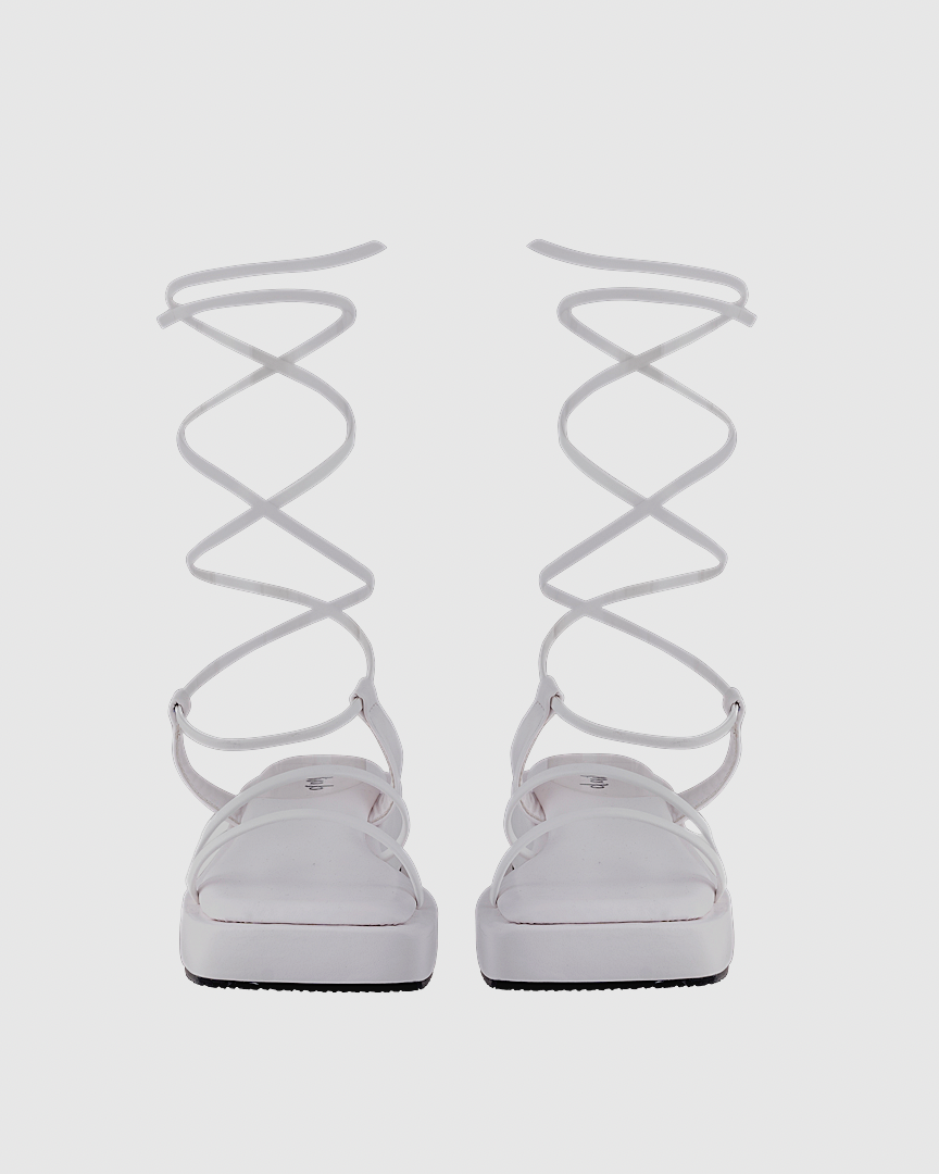 Y2K Tieup White Platform Flats