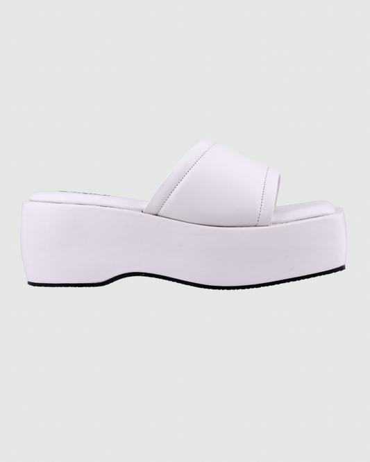 Y2k Block Chunky Broad Strap White platforms