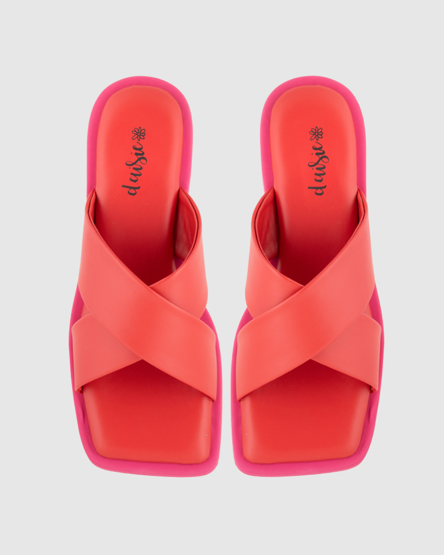 Y2K Red&Pink Double Trouble Platform Flats