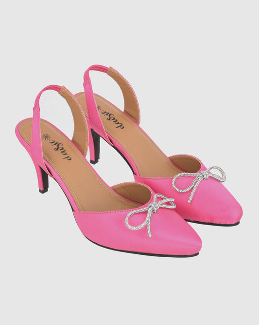 Y23 Bling Pencil Bow Pink Heel