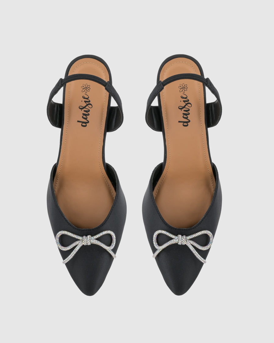 Y23 Bling Pencil Bow Black Heel