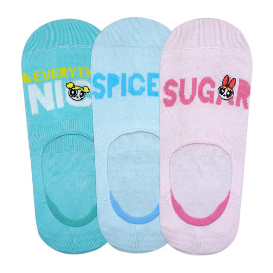 Powerpuff girls by balenzia loafer socks gift pack for women (pack of 3 pairs/1u)(free size4)(pink,green,blue)